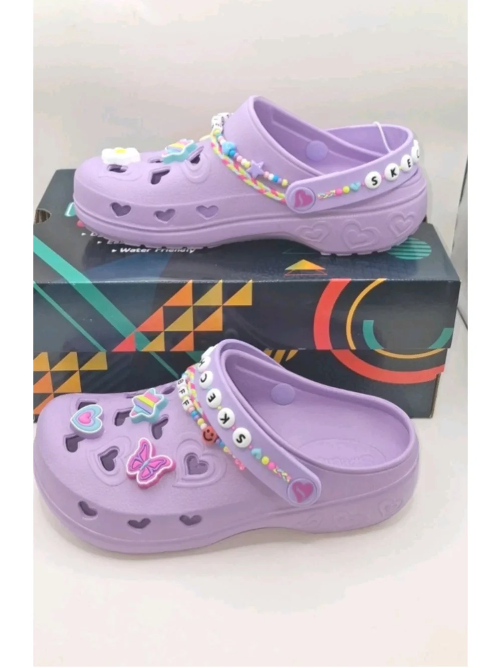 skechers foamies girls Size 3 Charming Friends Color Lavender NIB